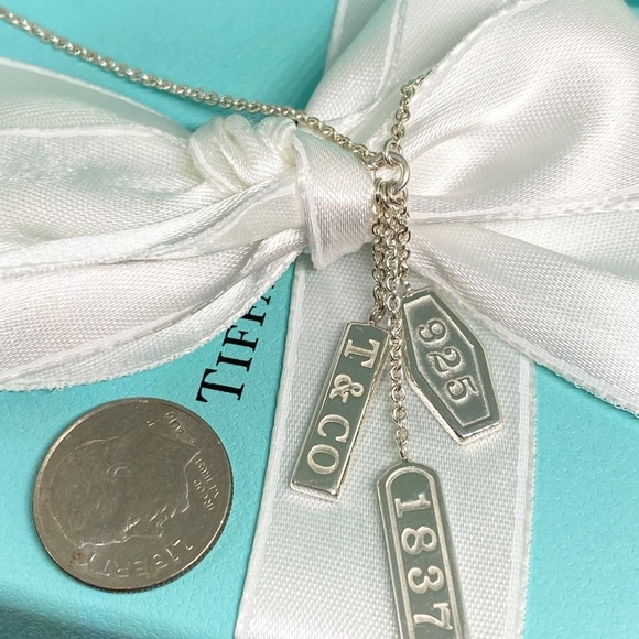 Tiffany & Co.1837 Triple Bar Elements Necklace 925 silver 16"  w/ box NICE - Picture 4 of 9